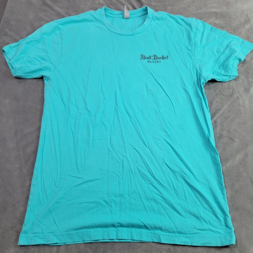 Next Level Bent Bucket Bakery Texas Turquoise Graphic T-Shirt‎ Womens Medium